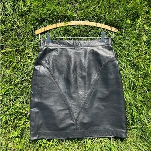 Vintage 90s Black Leather Mini Skirt